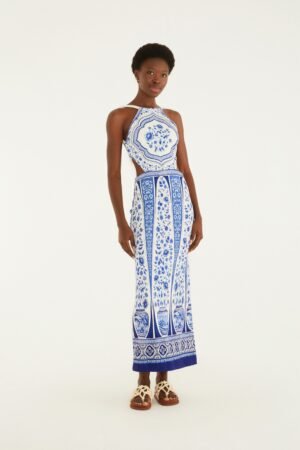 Vestido Midi Estampado Porcelana FARM