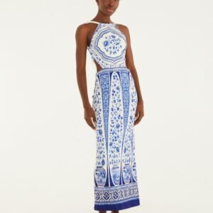 Vestido Midi Estampado Porcelana FARM