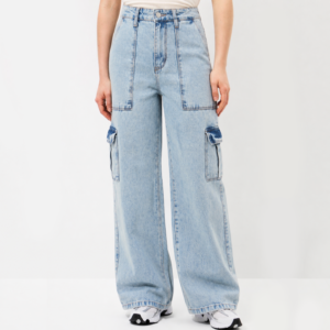 Calça Cargo Jeans Azul Clara